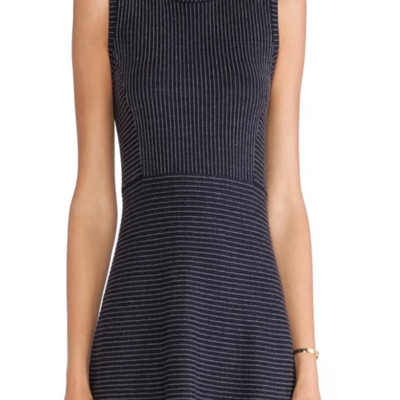 Theory Randria Navy Striped Mini Dress - Picture 3 of 8
